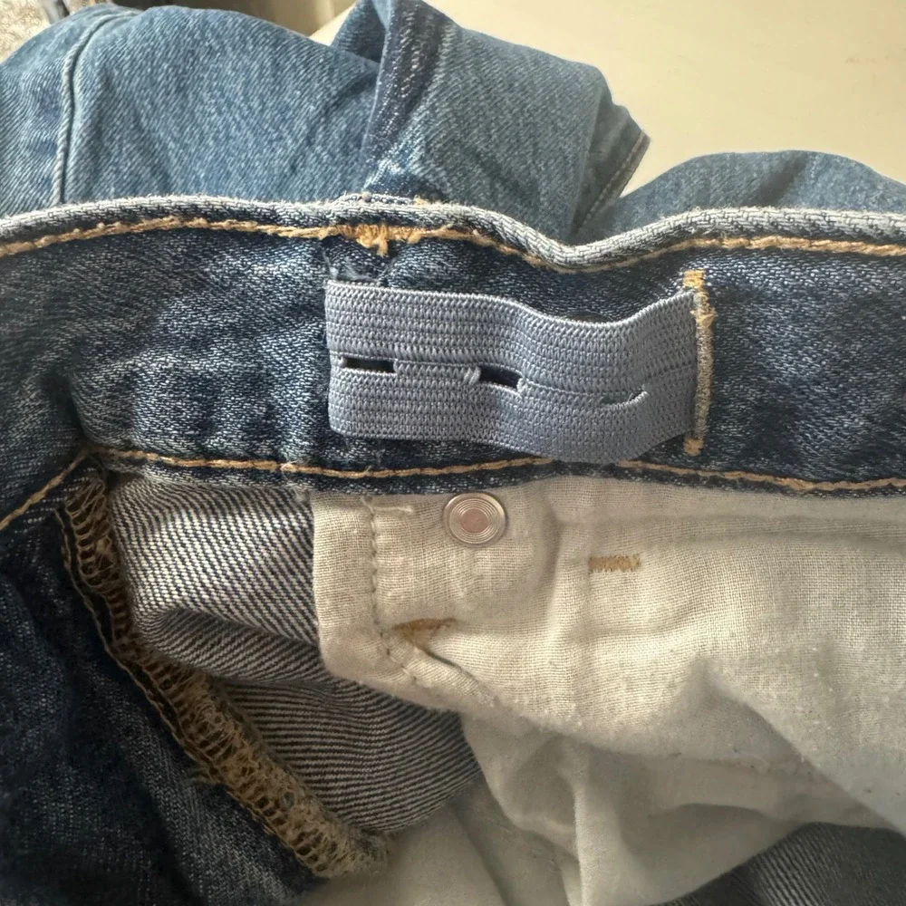 Old Navy Girls 12 Mid Rise Baggy Barrel Leg Jeans Blue Bow Print Coquette Denim